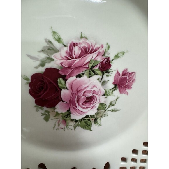 Formalities Baum Bros Plate Victorian Roses Lattice Decor Shabby Chic Porcelain‎ - Picture 2 of 6